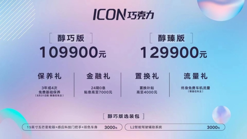 吉利ICON巧克力正式上市 售价10.99-12.99万元