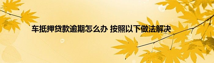 逾期抵押车子贷款办理流程_车子抵押贷款逾期了怎么办_抵押车辆贷款逾期